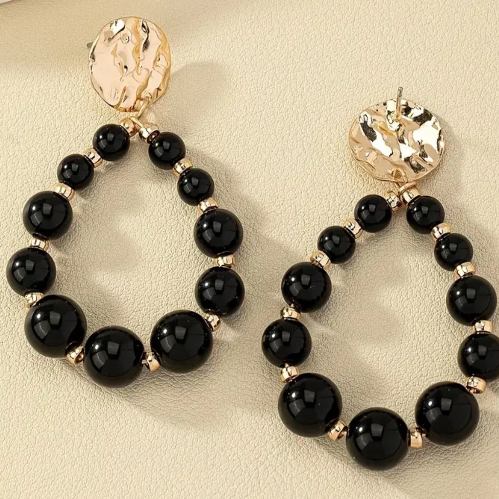Beaded Teardrop Earrings Black